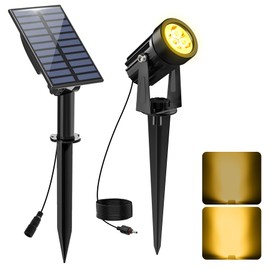 CREPOW Solar Spot Lights Outdoor, Solar Landscape Spotlights IP65 Waterproof 9.8ft Cable,Auto On/Off Outdoor Wall Lights for Garden Yard Driveway Porch Walkway Pool (3000K Warm White)