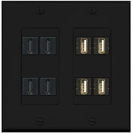 RiteAV (2 Gang Decorative) 4 USB (Black) 4 HDMI A-A Black-Black