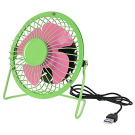 MIK funshopping USB Fan Mini Retro Summer Holidays 14.6 x 15 cm (Green - Pink)