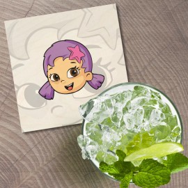 Unbranded Bubble Guppies Cartoon Oona Face 4'' X 4'' Square Wooden Coaster