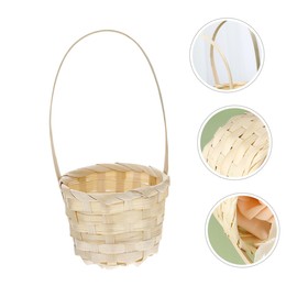 LABRIMP Bamboo Mini Woven Storage Baskets Handle 3 Pack Handmade Basket Set for Decor Home Office Small Flower Baskets