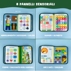 BONNYCO Montessori Busy Board Feltro. Valigetta Giochi Montessori Didattici, Pannello Sensoriale Bambini Board. Giochi Bambini 1 2 3 4 5 6 Anni, Regalo Bambino Bambina Bimbo Book Compleanno Natale