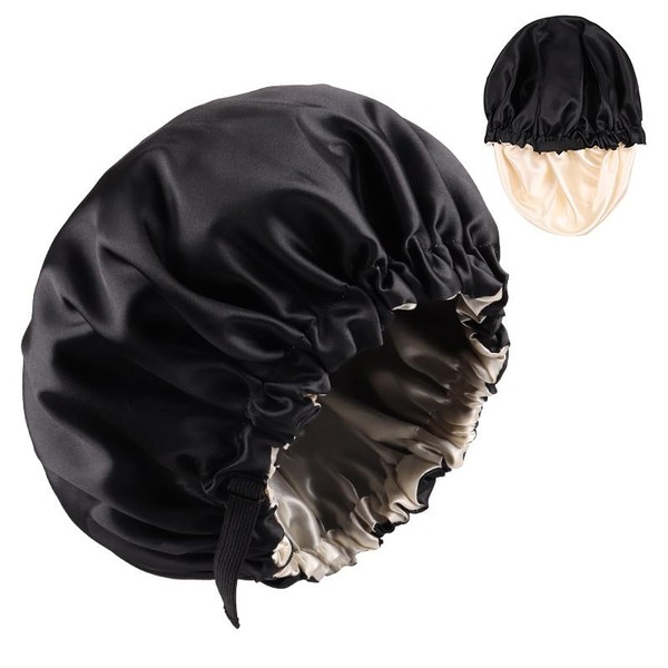 Wzenclave Large Satin Bonnet Silk for Sleeping Hair Bonnet Double