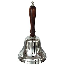 Buckingham Solid Nickel Plated Hand, Dinner, Reception, School, Last Order, Library Bell, Pub Bell-13 cm, Brass, Silver, 13 x 13 x 25 cm