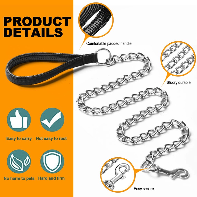 Heavy Duty Metal Dog Leash, 180cm Chew Proof Pet Leash