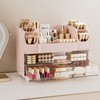 Delamu Makeup Organizer Countertop with 6 Brush Holder, Bathroom Countertop