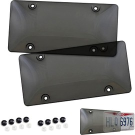 License Plate Set - Front & Back License Plate Protector Fastening to Frames - Automotive Exterior Car & Truck Accessories - 6X12 Inches License Plate Shield
