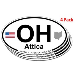 US Decal, Inc. Attica, Ohio Oval Sticker - 4 Pack