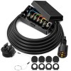 MICTUNING 8ft Trailer Cord - 7-Way Plug Inline Junction Box