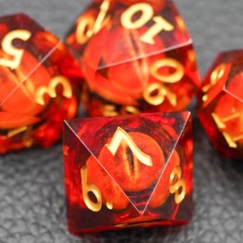 DND Dice Set Dungeons and Dragons Dice, 7 Piece Liquid Core Eye Dice Set D&D Dungeons and Dragons Sharp Edge Resin Dice with Gift Box, Polyhedral Role Playing RPG Dice D20 D12 D10 D8