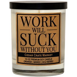 Work Will Suck Without You - Going Away Gifts for Coworkers, Boss, Best Friend, New Job Gifts, Coworker Leaving Gifts, Funny Candle for Women, Men, Work Bestie Gifts, Home Office, Friendship Candle