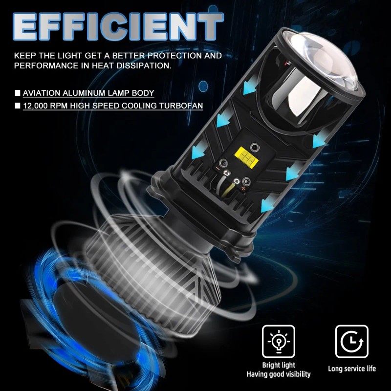 Focos Led H4/9003/hb2 Lupa Alta Y Baja Auto Mini Proyector