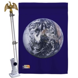 Americana Home & Garden HS140071-P3-02 Earth Flags of The World Nationality Impressions Decorative Vertical 28" x 40" House Flag Set Aluminum Pole Bracket Hardware