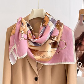 ANDANTINO 100% Pure Mulberry Silk Scarf 35" Large Square Lightweight Headscarf –Women’s Hair Wraps-With Gift Packed (Dusky Pink)