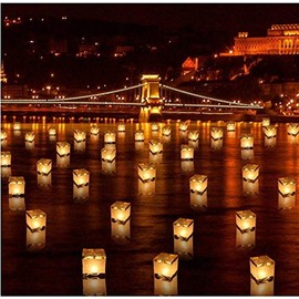 Diagtree 20 PCS Biodegradable 5.9-Inch Floating Water Candle Chinese Paper Lanterns for Wishing Praying Blessing Wedding Festival Event Party Patio Memorial Pool Side Decoration (20 Pack)