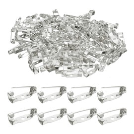 sourcing map 120 Pcs Safety Bar Pin 15mm White Silver Brooch Clasp Pins Backing Locking Pin Badge Backs with Hole for DIY Crafts Name Tags Badges Corsage Making Jewelry Making