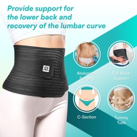 VS VITAL SALVEO Vital Salveo-Bamboo Postpartum Belly Band Wrap Support Para Faja De Recuperación Abdominal Y Cinturón De Compresión De Barriga (1 Pieza)- L/Xl Negro