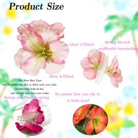 Pink Artificial Hawaiian Flower Claw Clips for Women Plumeria Hair Accessories Summer Beach Hair Claw Clips Hibiscus Flowers Hair Barrettes for Wedding Holiday Beach Hair Styling Decoration
