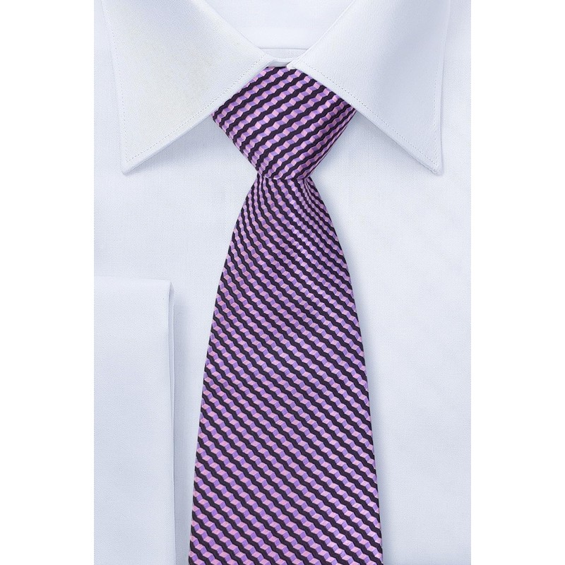 (リトリーズ) RETREEZ 波型ジグザグ ストライプ柄 織り生地 メンズ タイ ネクタイ - パープル