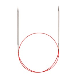 Addi Silver Tip Circular Knitting Needle with Red Cord (EU Version) with Red Needle Size 60cm - Size US 4 (3.5mm)