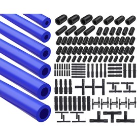 1/8" 5/32" 3/16" 1/4" 5/16" 3/8" Automotive Silicone Vacuum Tubing Hose line Kit 5FT with 115PCS Nylon Vacuum Connectors, 63PCS Rubber Vacuum Caps, Total 184 PCS (Blue)