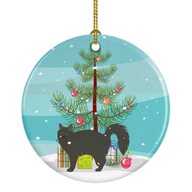 Caroline's Treasures Nebelung #3 Cat Merry Christmas Ceramic Ornament Christmas Tree Hanging Decorations for Home Christmas Holiday, Party, Gift, 3 in, Multicolor