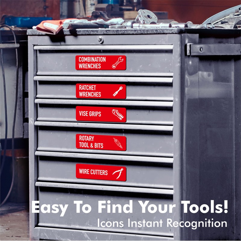 90 PCS Magnetic Toolbox Labels, 82 Pre-Printed & 8 Blanks