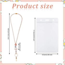 Teacher Lanyard Boho Floral Daisy & Wood Bead Beaded for Women, 19.5 Inch Lightweight Daisy with ID Holder, Keychain & Card Slot, Stylish Cute Lanyard for School, Office