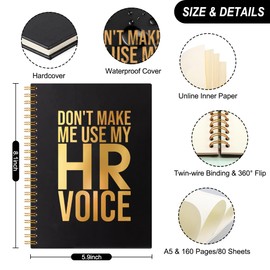 THEBESTU Don't Make Me Use My HR Voice 160 Pages Hardcover Blank Spiral Notebook, Funny Human Resources Notebook Gifts for HR Manager Leader Monter, HR Gifts for HR Coworker, HR Appreciation Gifts