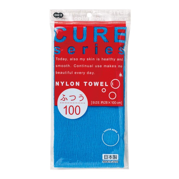OHE Qua 2 Body Towel, Blue, Approx. Width 11.0 x Length 39.4 inches (28 x 100 cm), Nylon Towel, Regular, Made in Japan