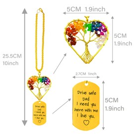 Persofine Car Mirror Charm Gifts for Dad,Car Mirror Decor Hanging,7 Chakra Birthday Father's Day Gifts for Dad Father(Drive Safe Dad)