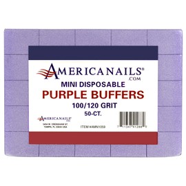 Americanails Mini Purple Buffers - (100/120 Grit) - Professional Salon Quality Buffing Blocks for Nails - Buff Nails Prior to Application of Polish, Gel Polish, Gel, Acrylic, Double-Sided, 50 Ct