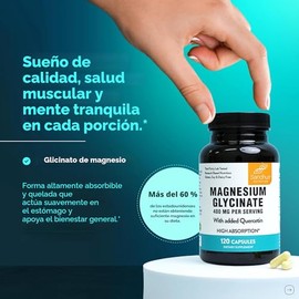 Cápsulas de glicinato de magnesio 400 mg con quercetina, sueño de calidad, relajación, salud muscular y ósea y apoyo inmunológico, para hombres y muje