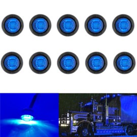 WIMACT 3/4 Inch LED Trailer Side Marker Button Lights, Clearance Signal Lamp, Waterproof Universal for Lorry Truck Camper Pickup Caravan Bus RV Boat 12V DC(Pack of 10) (Blue)
