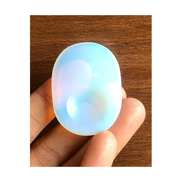 crystalmiracle Opalite Thumb Stone Crystal Healing Wellness Palm Positive Energy Peace Worry Stone Meditation Handmade for Unisex (Width:10)