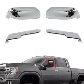 DULPER Rear View Mirror Cover Cap Fit for 2020-2024 Chevy Silverado GMC Sierra 2500HD 3500HD Exterior Mirror Covers Decoration Trims (Chrome)