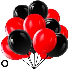 Red and Black Balloons, 70 Pack 12 Inch Black and Red Latex Balloons for Birthday Graduation Wedding Racing   Card Party Decoration - Color: Red and Black