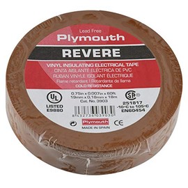 NTE Electronics "Plymouth 3903 Revere General Purpose Electrical Tape, Brown .75"" x 60' 7mil 600V" (14-3903)