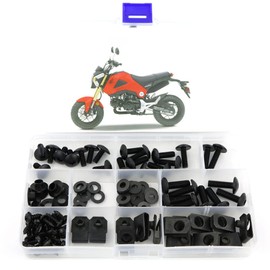 Xitomer Full Sets Fairing Bolts Kits, Fit for GROM MSX125 2013 2014 2015 2016 GROM MSX125 Mounting Kits Washers/Grommets/Clips/Nuts/Fastenings (Matte Black)