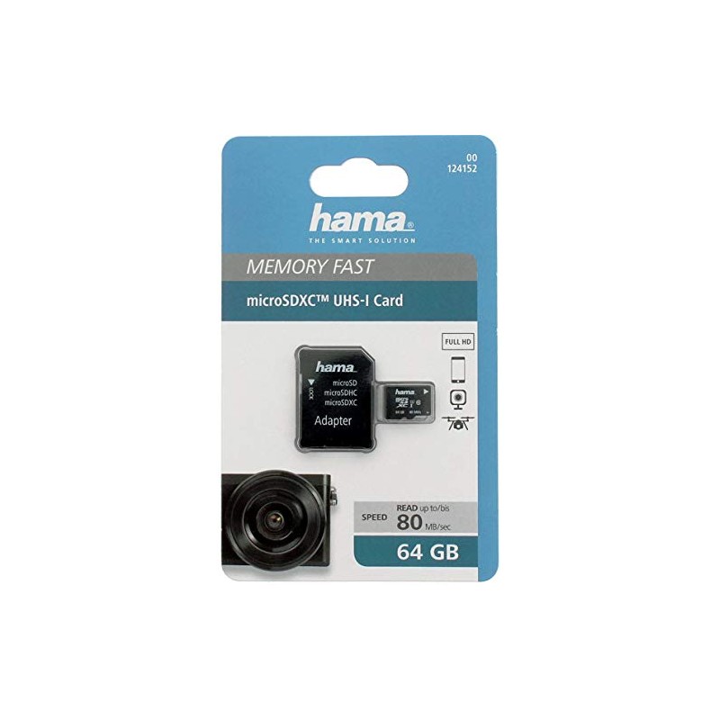 Hama microSDXC 64GB Class 10 UHS-I 80MB/s Karte inkl. SD