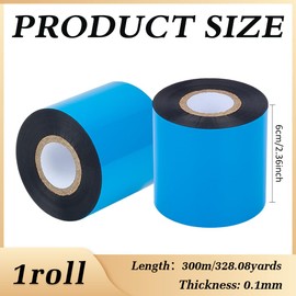 MAYJOYDIY Thermal Transfer Ribbon 6cm Width Barcode Thermal Label Printer Ribbon Blue Ink Label Ribbon for product labeling price tagging inventory management gift wrapping scrapbooking
