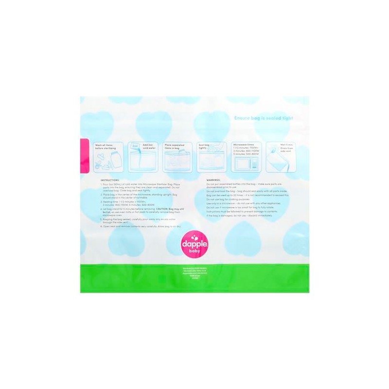 Dapple - Bolsas esterilizadoras para biberones de microondas, 8 unidades,