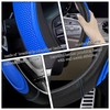 Blue Film Splicing Leather Steering Wheel Cover, Microfiber Leather, Anti-Slip,