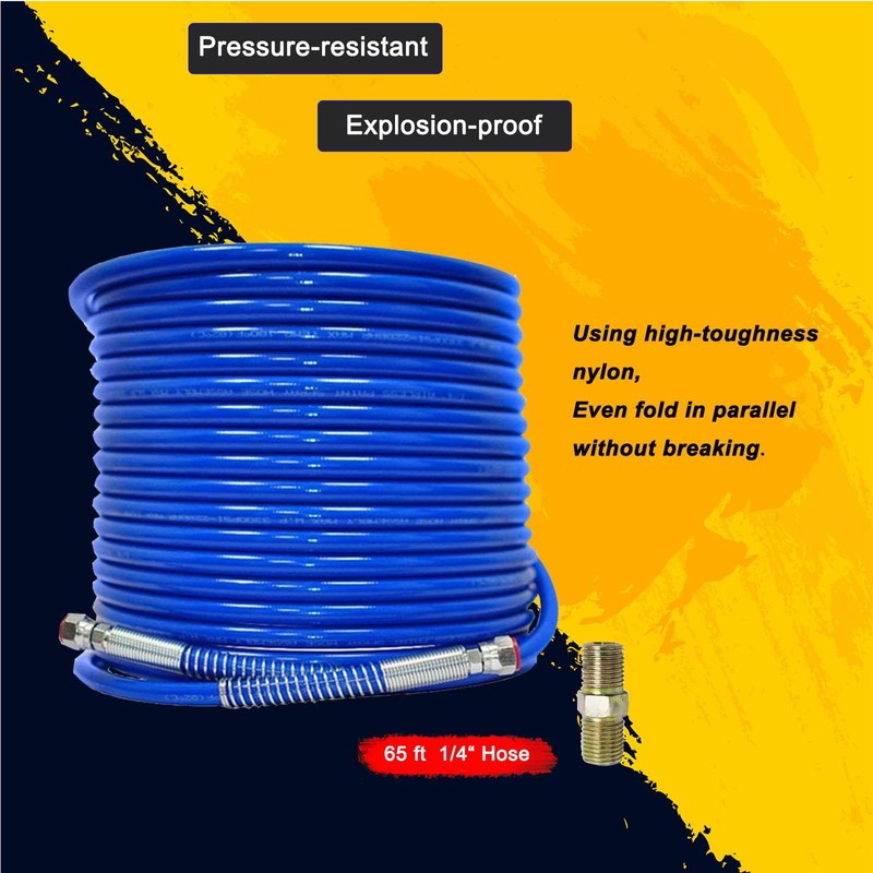 65ft x 1/4" Airless Paint Spray Hose, Blue Color Sprayer