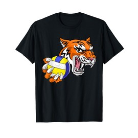 Tiger Volleyball Animal Cartoon Character T-Shirt