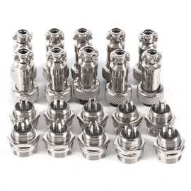 Walfront GX12 Aviation Connector Power Plug 4 Pin 12 mm Aviation Plug Male + Female Fittings Zinc Nickel-Plated Metal Socket 300 V 5 A Set of 10