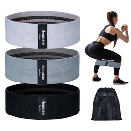 Honmein Resistance Bands for Working Out, 3 Levels Exercise Bands Workout Bands Set for Women Men, Hip Legs Booty Bands for Home Fitness, Gym, Yoga, Pilates(Black)