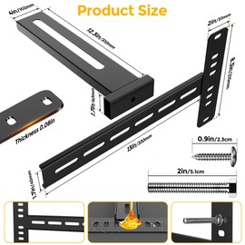 ruiru bro Headboard Brackets for Metal Bed Frame Adjustable Bed Brackets for Headboard with Footboard Extension Kit Fit Twin/Full/Queen/King 2Pc Solid Steel (Black)