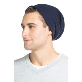Fishers Finery Men's 100% Pure Cashmere Beanie - Navy