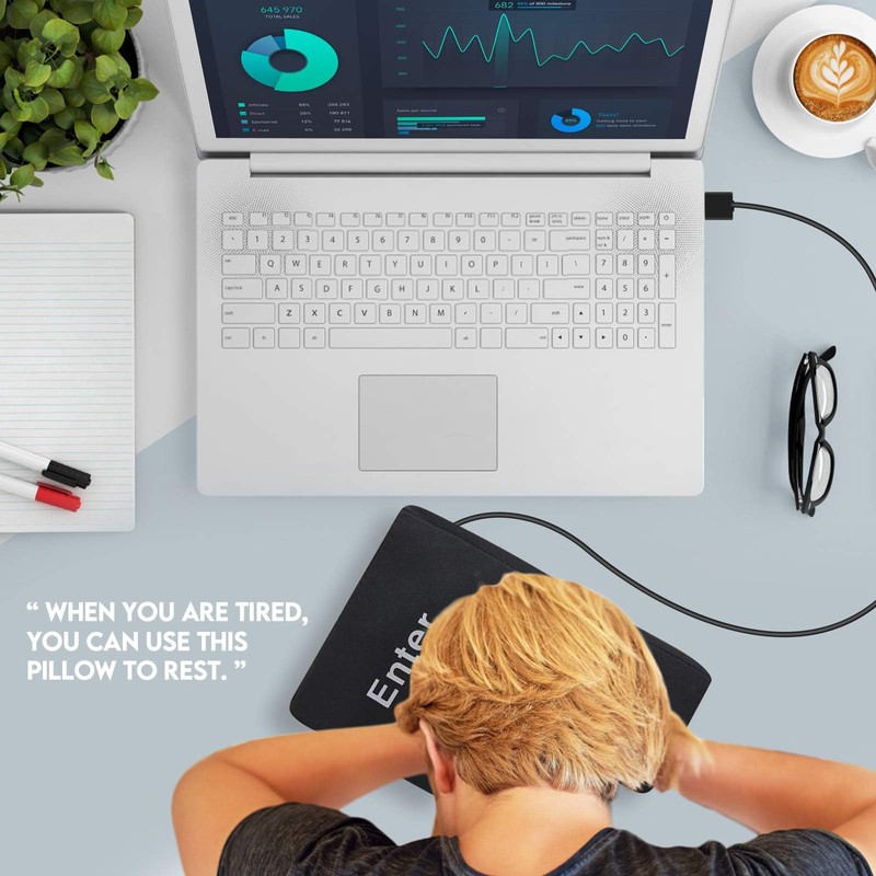 Enter Key Pillow USB Big Enter Key Cushion, Desktop Comfortable
